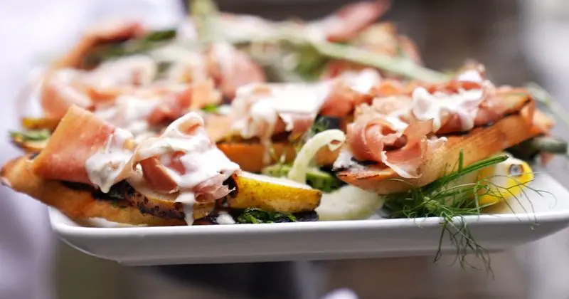 Grilled Pear & Prosciutto Bruschetta