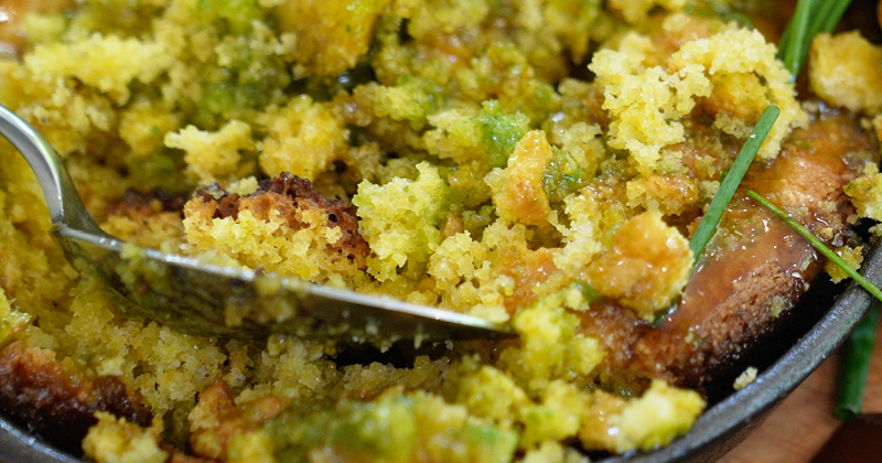 Pesto Garlic Butter Cornbread
